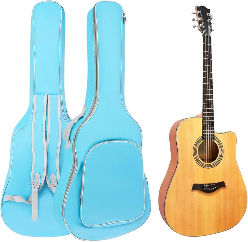 REMAGIC Acoustic Guitar Bag 40 41 Inch, Double Shoulder Adjustable Straps Guitar Case, Waterproof Soft Padded Guitar Gig Bag, Large Capacity Backpack for Acoustic Classical Guitar Lover (Light Blue) - Image 1